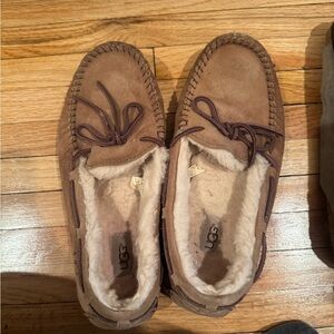 UGG Tan Suede Slippers with Plush Lining